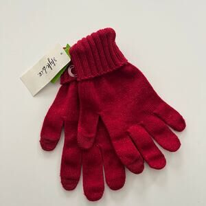 Style & Co metallic knit gloves red